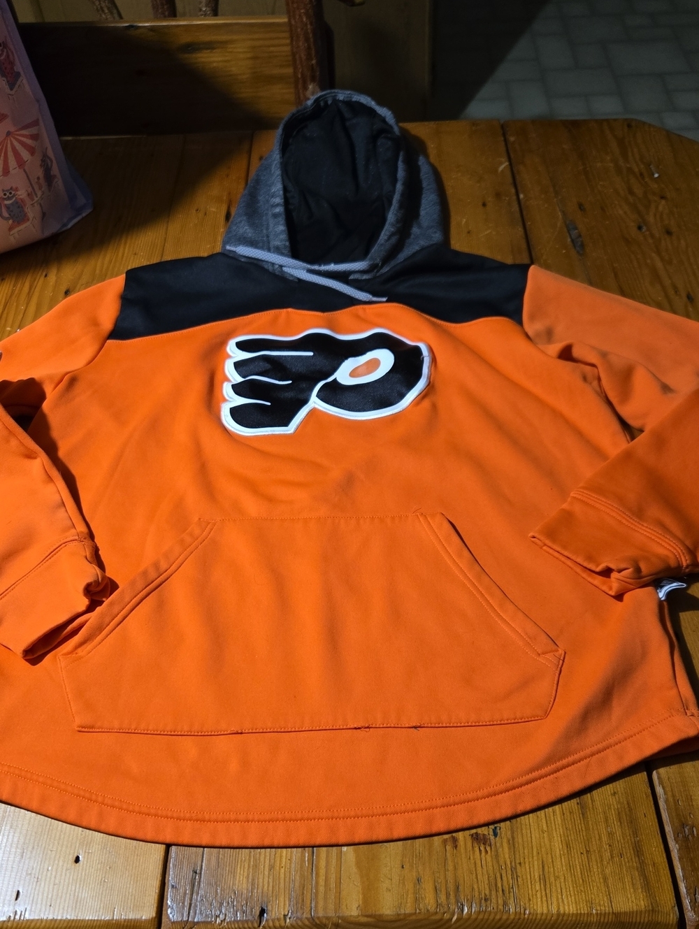 Philadelphia Flyers Sz M Orange & Black Pullover Hoodie Adidas